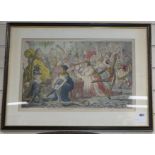 After James Gillray, colour engraving, 'Dilettanti-Theatricals', 32 x 49cm