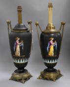A pair of neo Classical converted lamps height 50cm