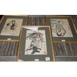 Japanese School, three woodblock prints, 35 x 23cm