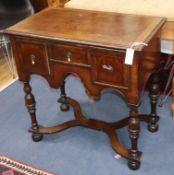 A Queen Anne style walnut lowboy W.78cm