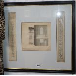 Attributed James Wyatt, original pen and ink designs of decorative pilasters and a section of a