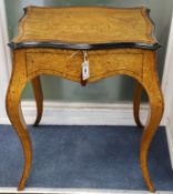 A French sycamore (?) work table W.60cm