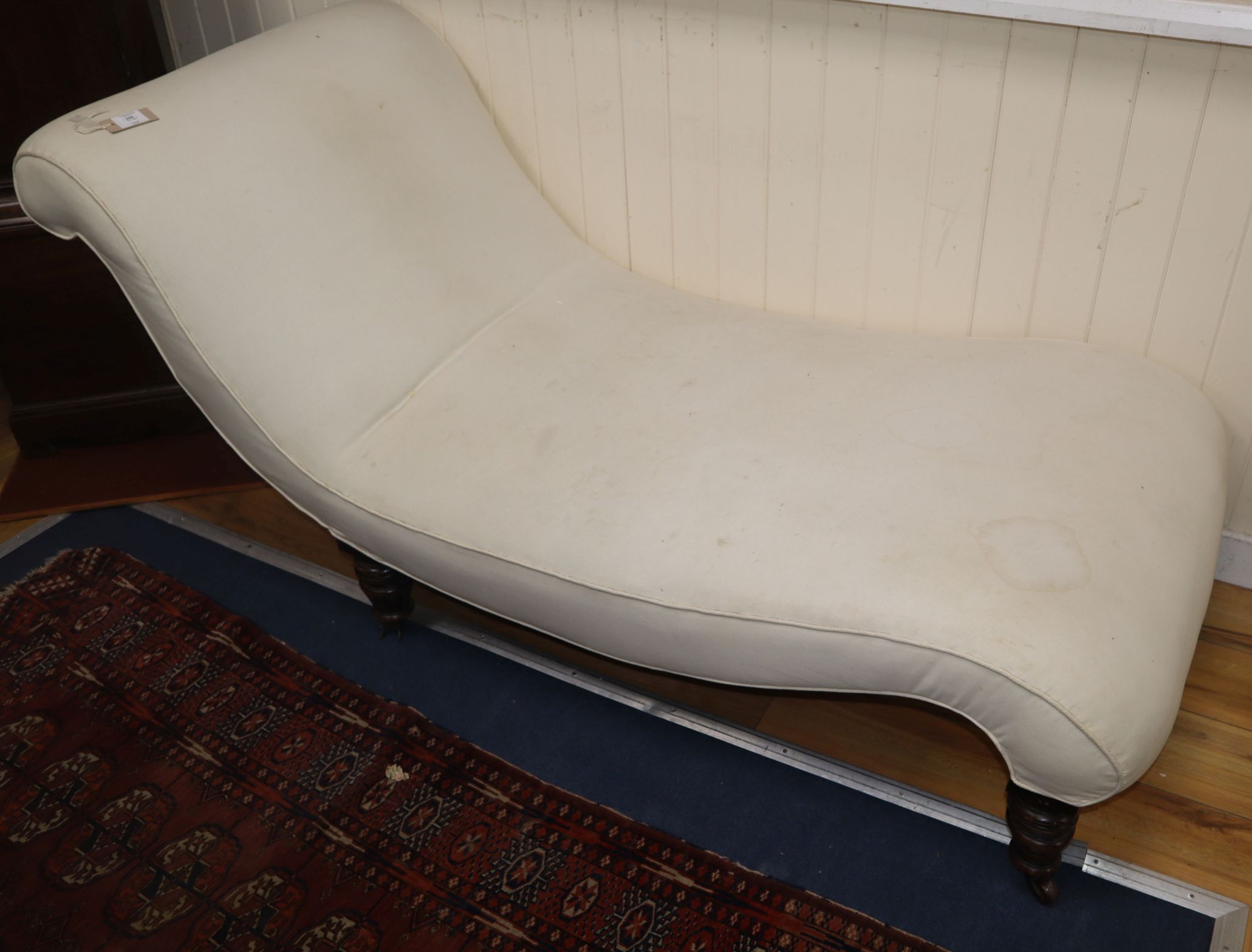 A late Victorian upholstered day bed L.160cm