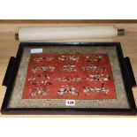 A Chinese embroided tray and a framed scroll