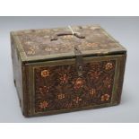 An Indian floral decorated lacquer casket height 18cm width 28cm