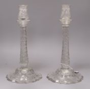 A pair of 18th century style cut glass candlesticks height 32cm