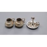 A pair of late Victorian Britannia standard silver miniature mugs and a late Victorian miniature