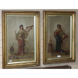 J.S. Hill, pair of oils on board, Italian flower girl and Lyre player, one signed and dated 1903, 62