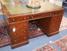 A Victorian mahogany pedestal desk W.140cm