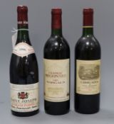 A bottle of Chateau Segennes 1993 Margaux, Carruades De Lafite Rothschild Pauillac 1988 and Saint
