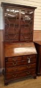 A George III mahogany bureau bookcase W.89cm