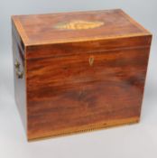 A Regency shell inlaid mahogany casket height 31cm