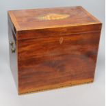 A Regency shell inlaid mahogany casket height 31cm