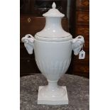 A 19th century Furstenburg white glazed urn and cover ex Sotheby's, Amsterdam sale, 31st October/1st