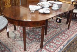 A George III mahogany 'D' end dining table 220cm extended