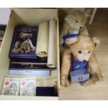 A Steiff BMW bear box - Steiff Good Luck bear, two Herman miniature bears. Brown Derby bone china