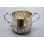 A late Victorian embossed silver porringer, John Henry Rawlings, London, 1889.