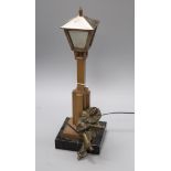 An Art Deco bronze and marble 'Pierrot' street lamp height 37cm