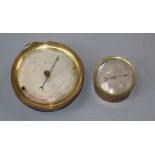 An E. J. Dent aneroid barometer and a Negretti and Zambra aneroid barometer
