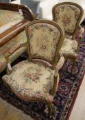 A pair of tapestry upholstered fauteuils