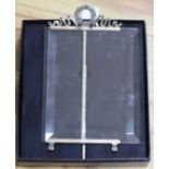 A modern Italian sterling mounted twin glass plate photograph frame, by Pasquali, with original box,