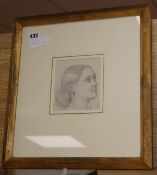 John Brett, ARA, (1831-1902: Pre-Raphaelite movement). pencil drawing, Portrait of Mrs George