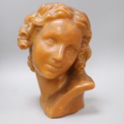 A French Art Deco wax half head H.36cm