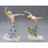 Two Royal Dux figures of dancing girls tallest 33cm