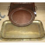 Three Arts and Crafts copper / brass trays