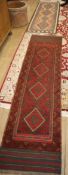 A Kelim flat weave runner, approx. 200x 68cm., together with a Belouch geometric runner