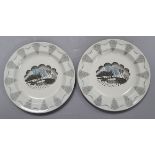 Two Wedgwood Travel design plates, designed by Eric Ravilious diameter 17.5cm