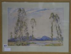 Freda Marston (1895-1949) watercolour, 'Les Basses Alpes', signed 31 x 45cm