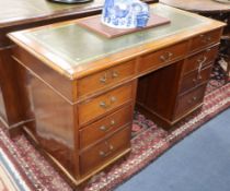 A Victorian walnut pedestal desk W.120cm