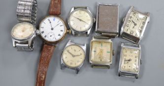 Eight assorted gentleman's wrist watches.