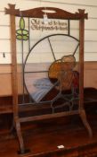 An Arts & Crafts stained glass firescreen H.94cm