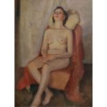 Francis William Helps (1890-1972)oil on canvas boardSeated female nudeinscribed verso39 x 29cm