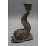 A Georgian (?) 19th century lead dolphin-shaped fountain spout. height 37cm