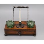An early Victorian rosewood inkstand length 22cm