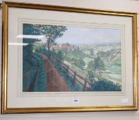 E. W. Bawle, gouache, Southern French landscape, signed, 42 x 67cm