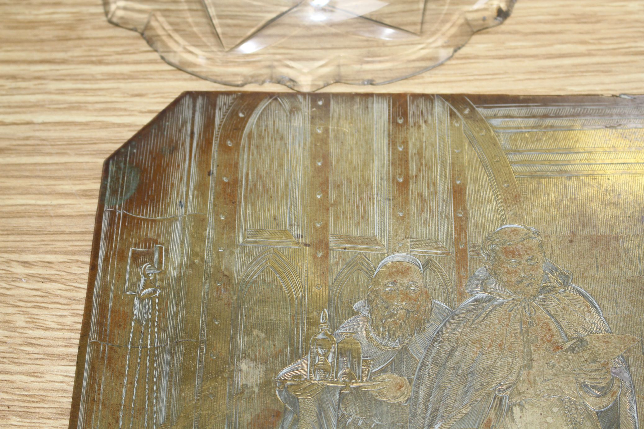 A 19th century brass engraved panel - Image 2 of 8