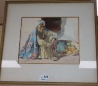 Nancy J. Burton (1891-1972) watercolour, Arab fruit seller, signed, 27 x 32cm