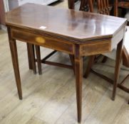 A George III mahogany folding card table W.92cm