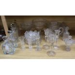 A quantity of cut glass bowls, jugs and decanters etc