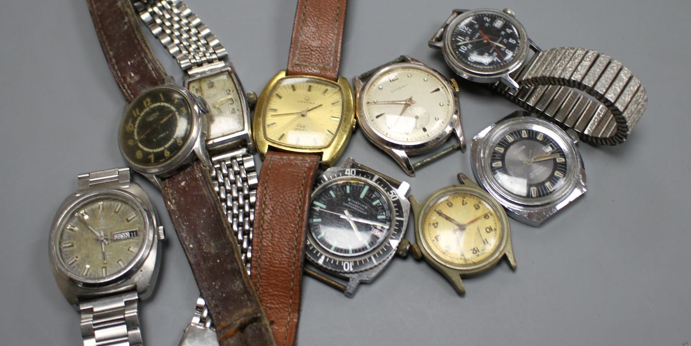 Ten assorted vintage wrist watches, including Verdal, Smiths Empire and Bucherer.