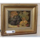 Oliver Clare, oil on canvas, Still Life of fruit, signed, 15 x 20cm