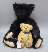 A Royal Crown Derby dark blond bear 24cm and a 1912 replica black bear, 48cm