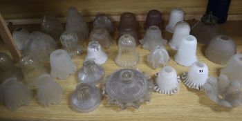 A collection of approximately thirty four Victorian and later glass shades