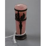 A pink quartz silver mounted seal height 7cm