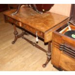 A reproduction burr walnut sofa table W.110cm