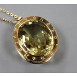 An unmarked gold coloured metal Masonic jewel pendant on 9ct. gold chain